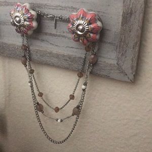 Layered bead and chain necklace